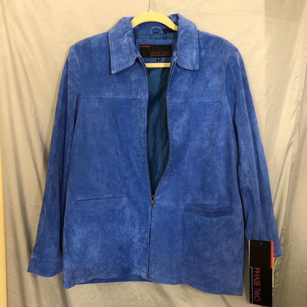 Phase Two Blue Suede Jacket Sz M
